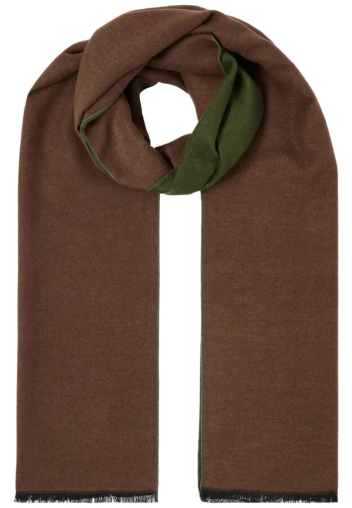 ETERNA herensjaal zijde, groen met roestbruin