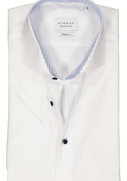 ETERNA modern fit overhemd korte mouw, popeline, wit (contrast)
