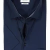 ETERNA modern fit overhemd korte mouw, popeline, donkerblauw