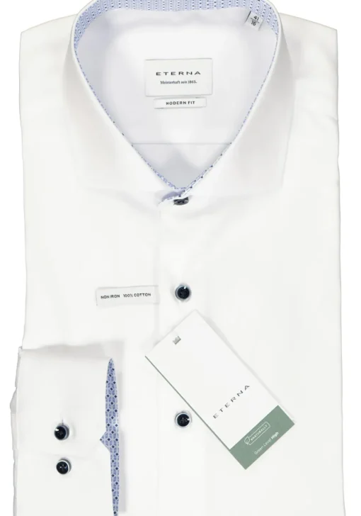 ETERNA modern fit overhemd, popeline, wit (contrast)