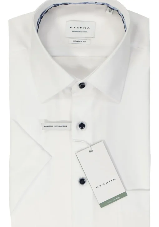ETERNA modern fit overhemd korte mouw, Oxford, wit