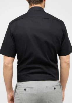 ETERNA modern fit overhemd korte mouw, popeline, zwart