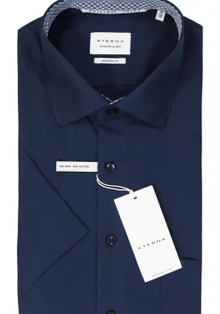 ETERNA modern fit overhemd korte mouw, popeline, donkerblauw