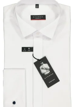 ETERNA modern fit overhemd, dubbele manchet, niet doorschijnend twill heren overhemd, wit