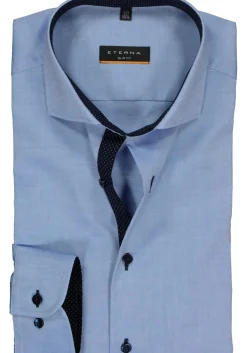 ETERNA slim fit overhemd, fijn Oxford heren overhemd, lichtblauw (blauw gestipt contrast)