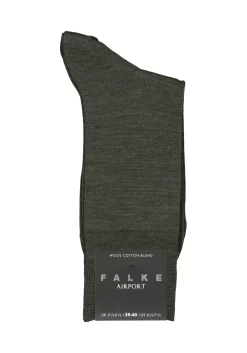 FALKE Airport herensokken, donkergroen melange (dark green melange)