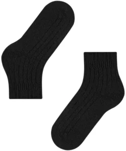 FALKE Bedsock Rib damessokken, zwart (black)
