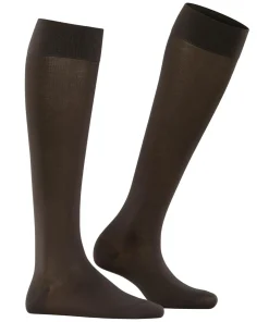 FALKE Cotton Touch dames kniekousen, bruin (dark brown)