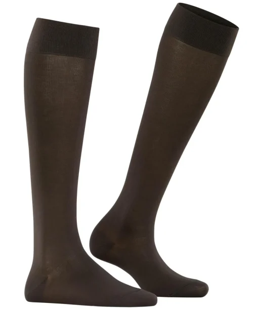 FALKE Cotton Touch dames kniekousen, bruin (dark brown)