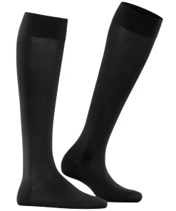 FALKE Cotton Touch dames kniekousen, zwart (black)