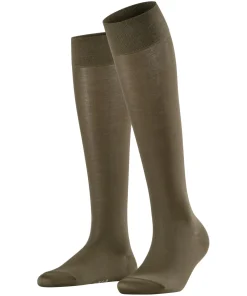 FALKE Cotton Touch dames kniekousen, olijfgroen (military)