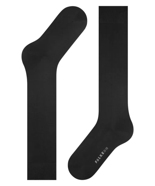 FALKE Cotton Touch dames kniekousen, zwart (black)