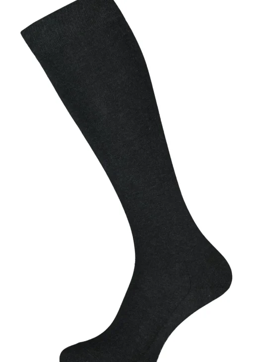 FALKE Family dames kniekousen, katoen, antraciet grijs (anthracite melange)
