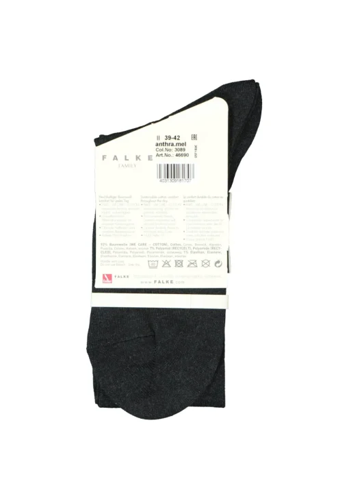 FALKE Family dames kniekousen, katoen, antraciet grijs (anthracite melange)