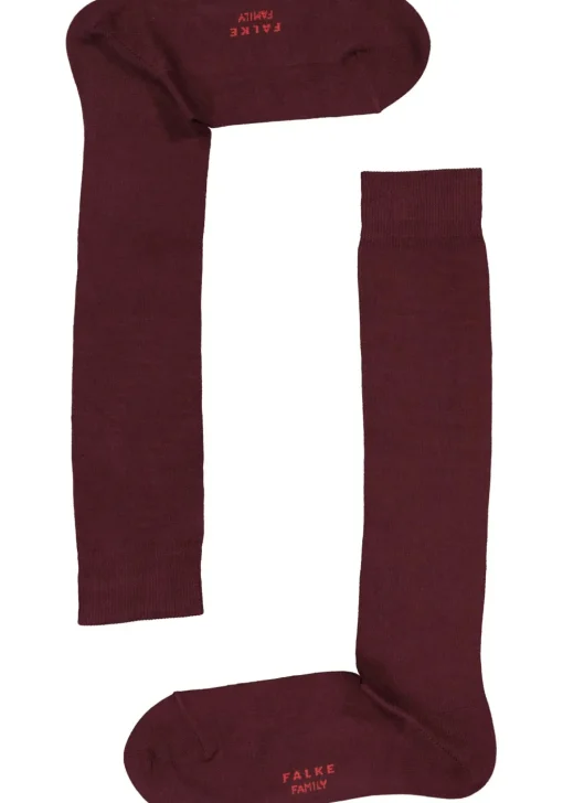 FALKE Family dames kniekousen, katoen, bordeaux rood (barolo)