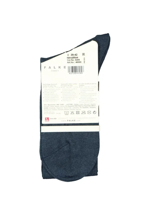 FALKE Family dames kniekousen, katoen, donkerblauw (navy blue)