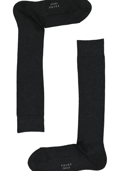 FALKE Family dames kniekousen, katoen, antraciet grijs (anthracite melange)