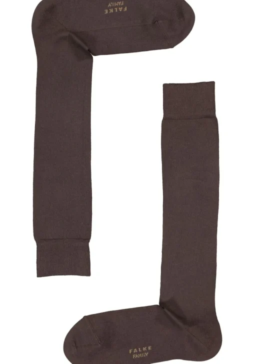 FALKE Family dames kniekousen, katoen, donkerbruin (dark brown)