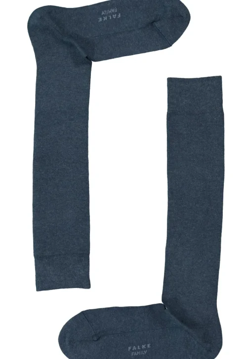 FALKE Family dames kniekousen, katoen, donkerblauw (navy blue)