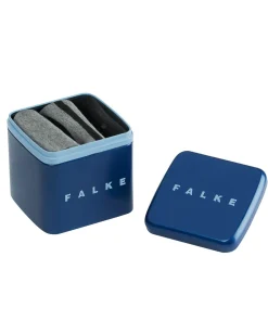 FALKE Happy Box heren enkelsokken (3-pack), zwart, grijs en grijs met zwart gestreept