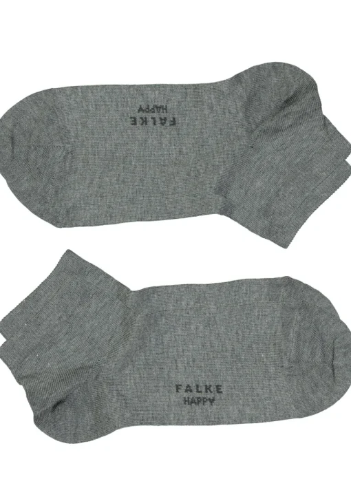 FALKE Happy heren enkelsokken (2-pack), licht grijs (light grey melange)