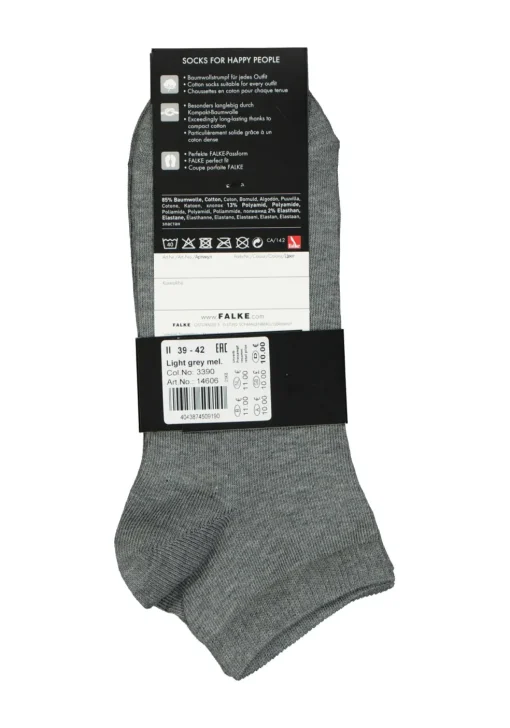 FALKE Happy heren enkelsokken (2-pack), licht grijs (light grey melange)