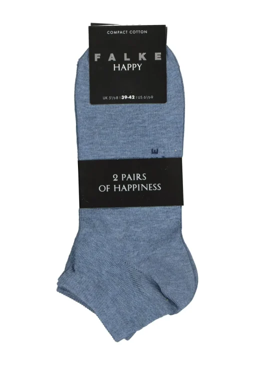 FALKE Happy heren enkelsokken (2-pack), jeansblauw (light denim)