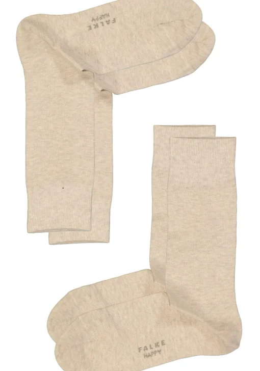 FALKE Happy herensokken (2-pack), beige (sand melange)