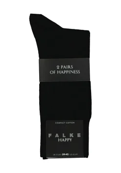 FALKE Happy herensokken (2-pack), zwart (black)