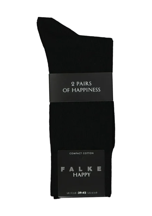 FALKE Happy herensokken (2-pack), zwart (black)