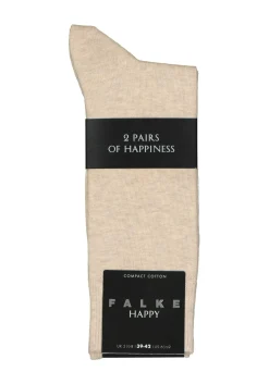 FALKE Happy herensokken (2-pack), beige (sand melange)