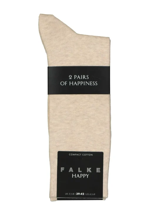 FALKE Happy herensokken (2-pack), beige (sand melange)