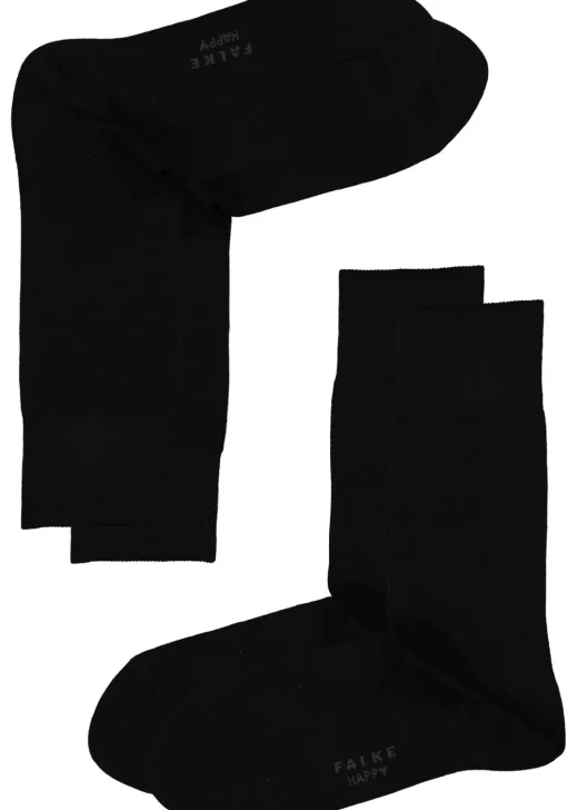 FALKE Happy herensokken (2-pack), zwart (black)