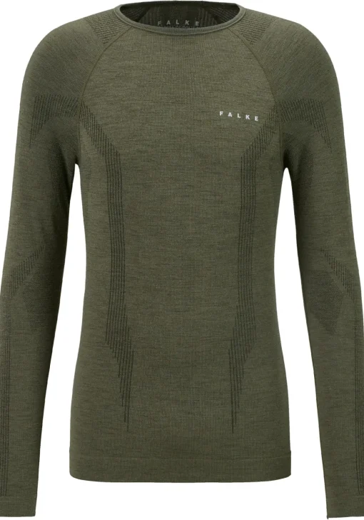 FALKE heren lange mouw shirt Wool-Tech, thermoshirt, olijfgroen (olive)