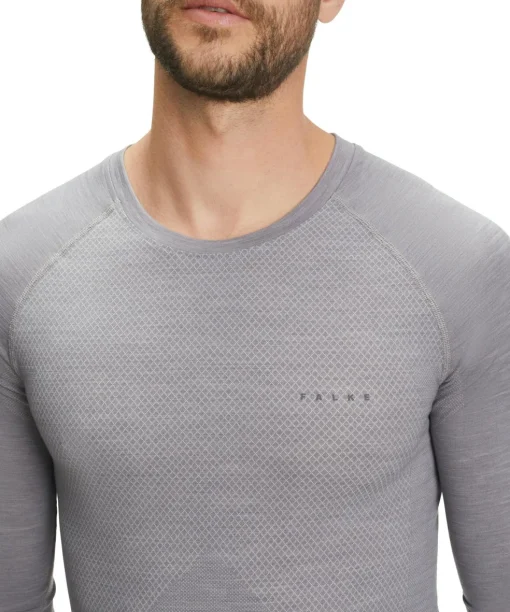 FALKE heren lange mouw shirt Wool-Tech Light, thermoshirt, grijs (grey-heather)