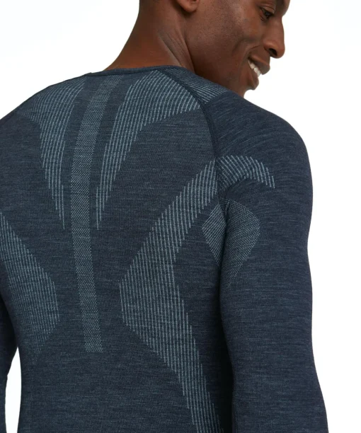 FALKE heren lange mouw shirt Wool-Tech, thermoshirt, blauw (space blue)