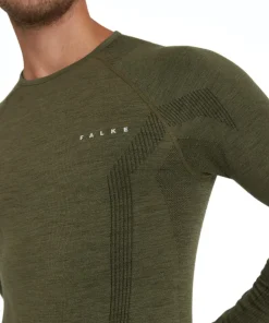 FALKE heren lange mouw shirt Wool-Tech, thermoshirt, olijfgroen (olive)