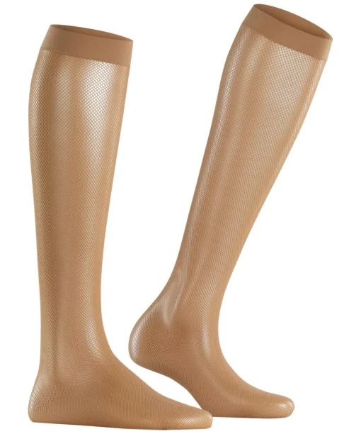 FALKE Net dames kniekousen, beige (powder)