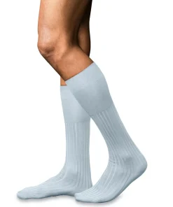 FALKE No. 13 Finest Piuma Cotton heren kniekousen, blauw (light blue)