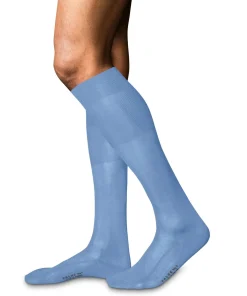 FALKE No. 9 Pure Fil d'Ecosse heren kniekousen, ijsblauw (arcticblue)