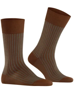 FALKE Oxford Stripe herensokken, oranje (terracotta)