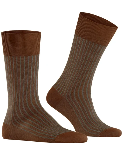 FALKE Oxford Stripe herensokken, oranje (terracotta)