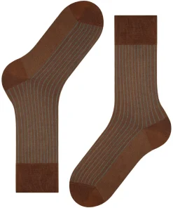 FALKE Oxford Stripe herensokken, oranje (terracotta)