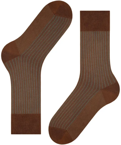 FALKE Oxford Stripe herensokken, oranje (terracotta)