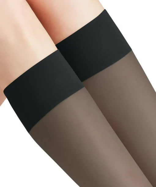 FALKE Pure Matt 20 DEN dames kniekousen, zwart (black)