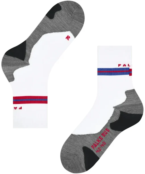 FALKE RU5 Race heren running sokken, wit met grijs, rood en blauw (white-lightning)