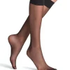 FALKE Seidenglatt 15 DEN dames kniekousen, zwart (black)