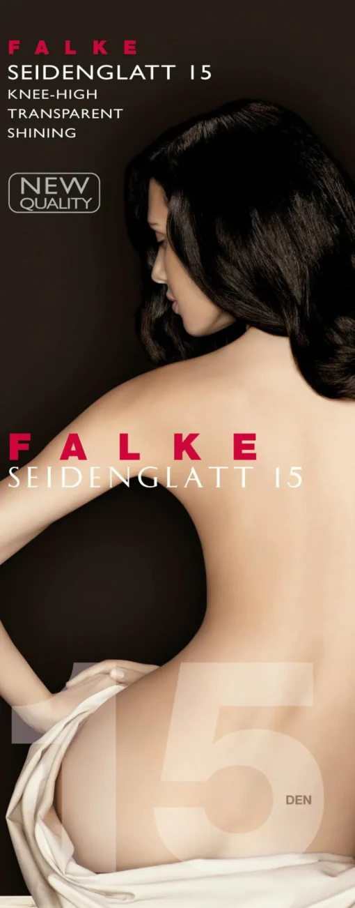 FALKE Seidenglatt 15 DEN dames kniekousen, zwart (black)