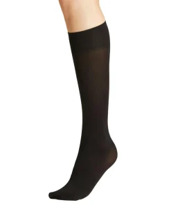 FALKE Seidenglatt 40 DEN dames kniekousen, zwart (black)