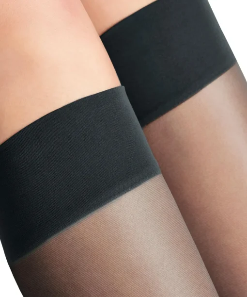 FALKE Seidenglatt 15 DEN dames kniekousen, antraciet grijs (graphite)